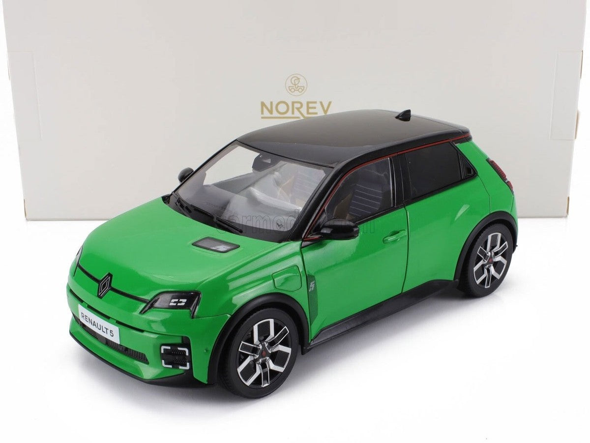 đ RendelĂ©sre â Renault R5 E-Tech 2024 â Pop Zöld/Fekete â 1:18 Norev