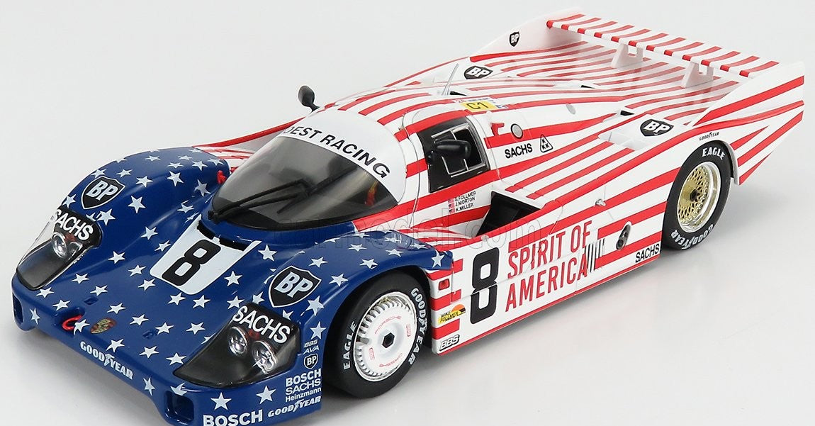 đ ElĆrendelhetĆ â Porsche 956 2.6L Turbo â Team Joest Racing #8 â 3. hely, 24h Le Mans 1986 â G. Follmer / J. Morton / K. Miller â FehĂ©r/Piros/KĂ©k â 1:18 Solido