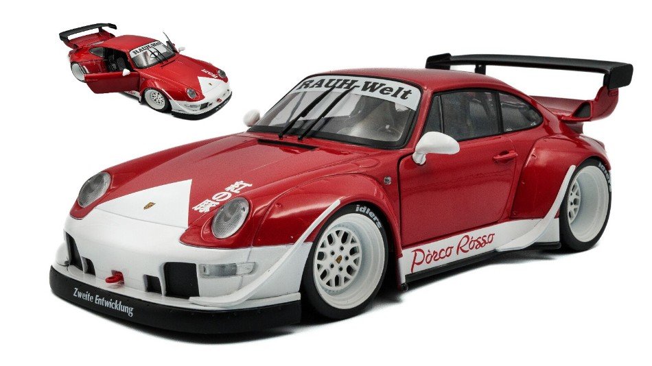 đ ElĆrendelhetĆ â Porsche 911 993 RWB Bodykit Porco Rosso Coupe 2020 â FehĂ©r/Piros â 1:18 Solido