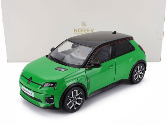 🚗 Rendelésre – Renault R5 E-Tech 2024 – Pop Zöld/Fekete – 1:18 Norev
