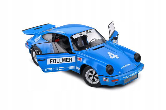 🏁 Előrendelhető – Porsche 911 Carrera 3.0 RSR #4 IROC Riverside 1974 – Kék – 1:18 Solido