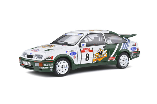 🚗 Előrendelhető – Ford Sierra Cosworth RS500 N°8 – Rally Tour de Corse 1988 Győztes – Fehér/Zöld – 1:18 Solido