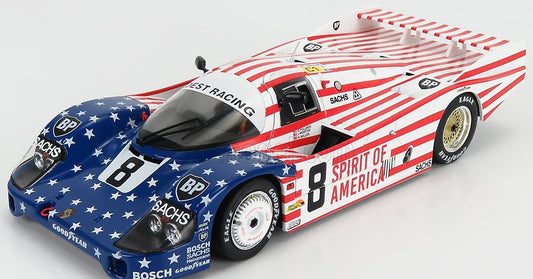 🚗 Előrendelhető – Porsche 956 2.6L Turbo – Team Joest Racing #8 – 3. hely, 24h Le Mans 1986 – G. Follmer / J. Morton / K. Miller – Fehér/Piros/Kék – 1:18 Solido