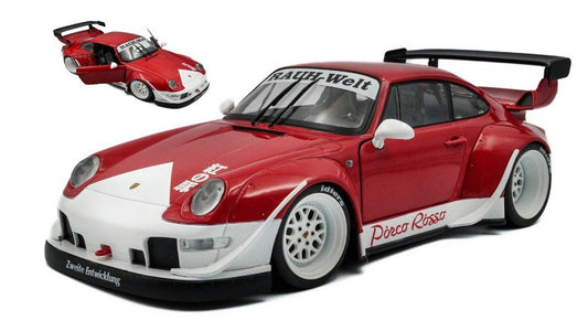 🚗 Előrendelhető – Porsche 911 993 RWB Bodykit Porco Rosso Coupe 2020 – Fehér/Piros – 1:18 Solido