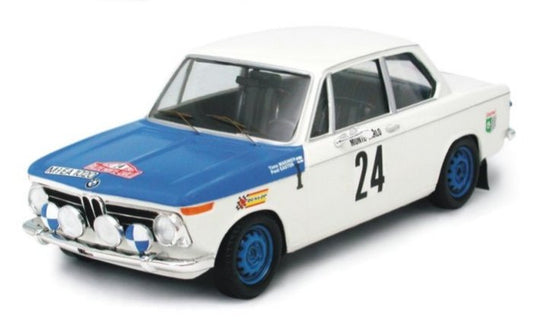 🚗 Előrendelhető – BMW 2002 Ti #24 (Night Version) Rally Montecarlo 1969 – Fehér/Kék – 1:18 Solido